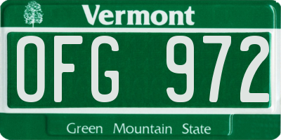 VT license plate OFG972