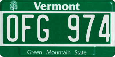 VT license plate OFG974