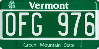 VT license plate OFG976