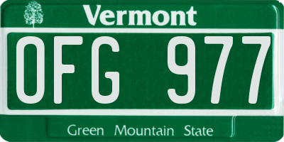 VT license plate OFG977