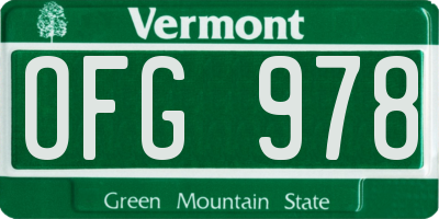 VT license plate OFG978