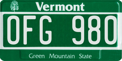 VT license plate OFG980