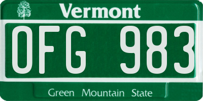 VT license plate OFG983