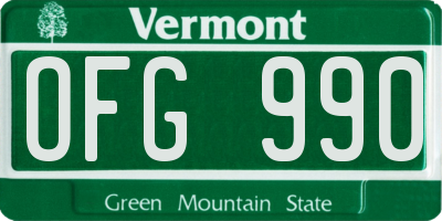 VT license plate OFG990