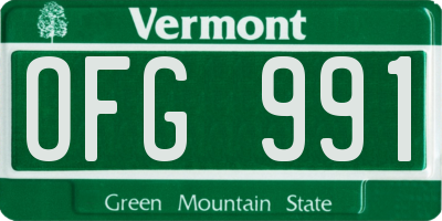VT license plate OFG991