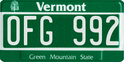 VT license plate OFG992