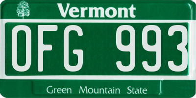 VT license plate OFG993