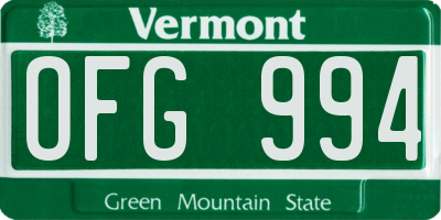 VT license plate OFG994