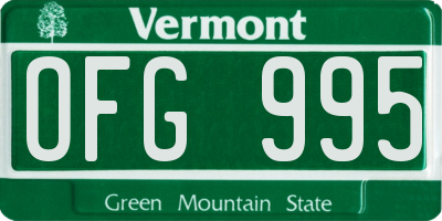 VT license plate OFG995