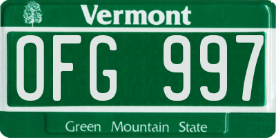 VT license plate OFG997