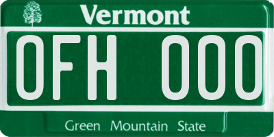 VT license plate OFH000