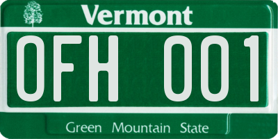 VT license plate OFH001