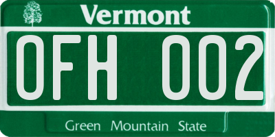 VT license plate OFH002