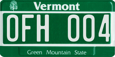 VT license plate OFH004