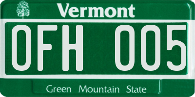 VT license plate OFH005
