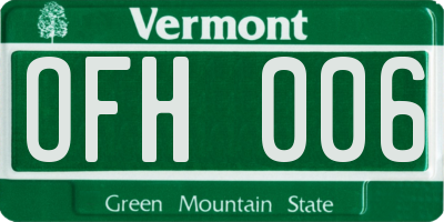 VT license plate OFH006