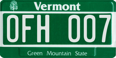 VT license plate OFH007