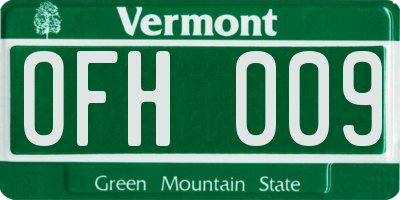 VT license plate OFH009