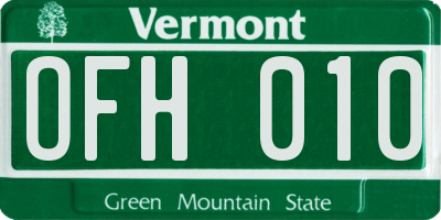 VT license plate OFH010