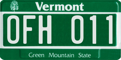 VT license plate OFH011