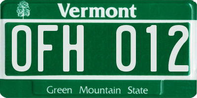 VT license plate OFH012
