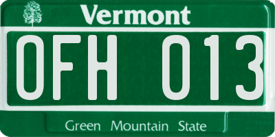 VT license plate OFH013