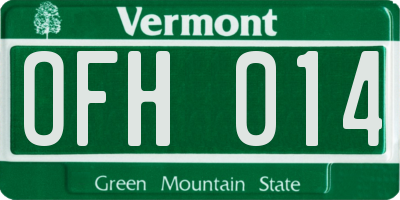 VT license plate OFH014