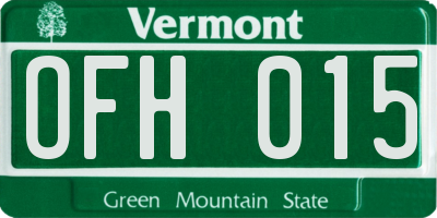 VT license plate OFH015