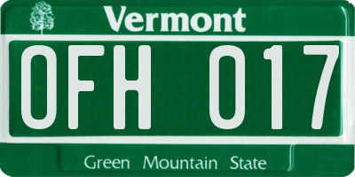 VT license plate OFH017