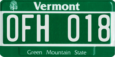 VT license plate OFH018