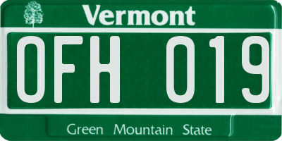 VT license plate OFH019