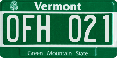 VT license plate OFH021