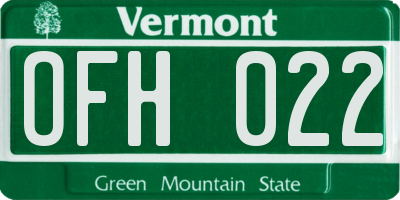 VT license plate OFH022