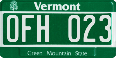 VT license plate OFH023