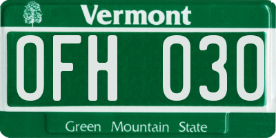 VT license plate OFH030