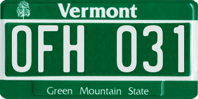 VT license plate OFH031