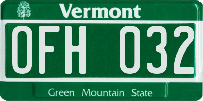 VT license plate OFH032