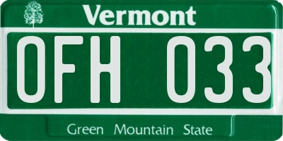 VT license plate OFH033