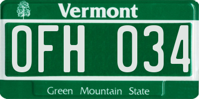 VT license plate OFH034