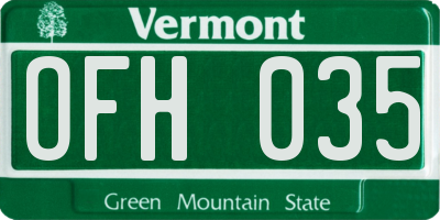 VT license plate OFH035