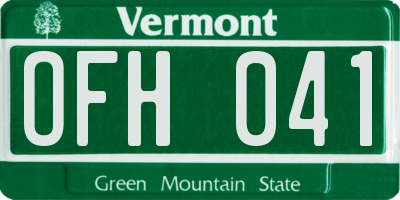 VT license plate OFH041