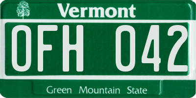 VT license plate OFH042
