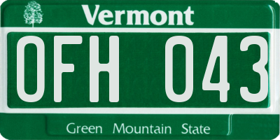 VT license plate OFH043