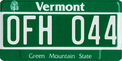 VT license plate OFH044