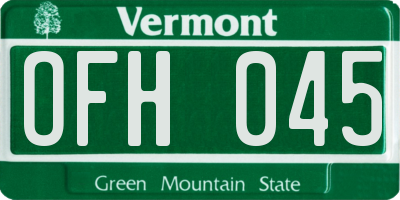 VT license plate OFH045