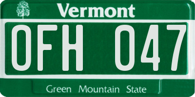 VT license plate OFH047