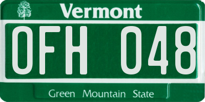 VT license plate OFH048