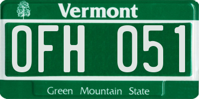 VT license plate OFH051
