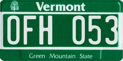 VT license plate OFH053