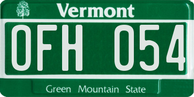 VT license plate OFH054